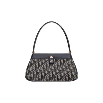 DIOR Key Smooth Finish Cow Leather Shoulder Bag Handbags Medium Size Women's Black