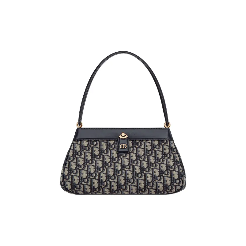 DIOR Key Smooth Finish Cow Leather Shoulder Bag Handbags Medium Size Women's Black-0