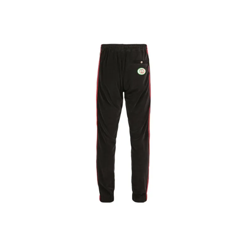 GUCCI Web Striped Velvet Jogger Pants-1