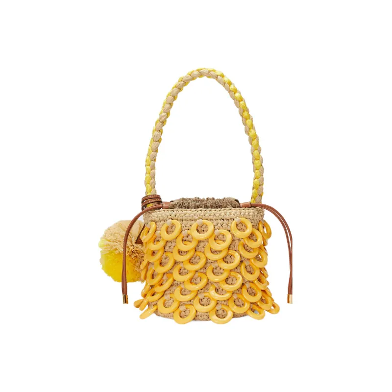 GUCCI Raffia Handbag Mini Women's Yellow-3