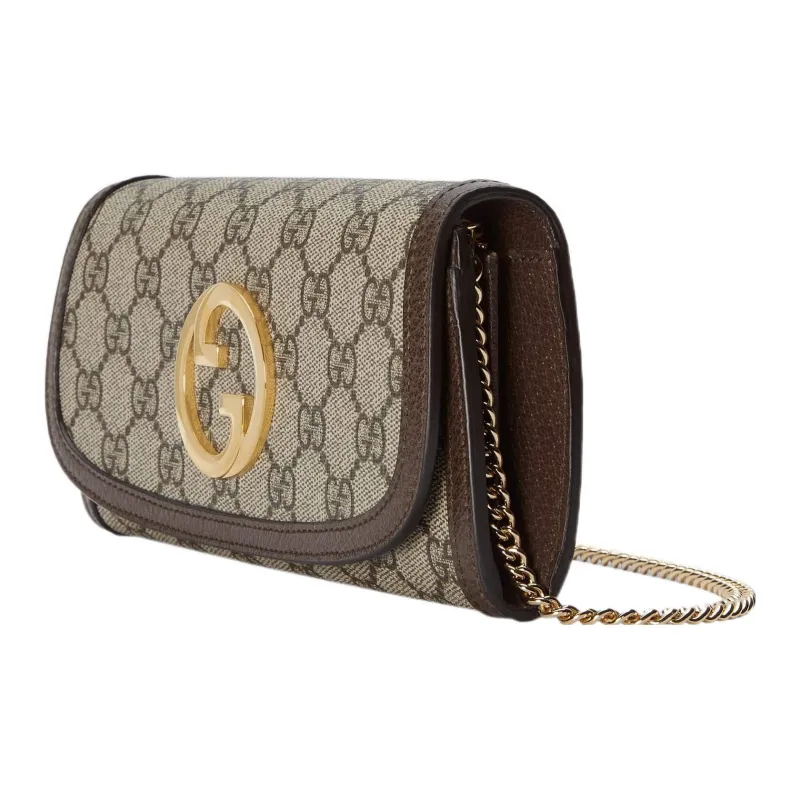 GUCCI Blondie Canvas With Leather Shoulder Bag Crossbody Bag Wallets Regular Women's Beige And Ebony-1