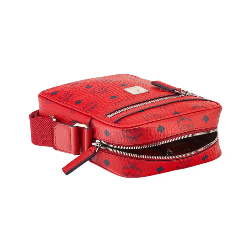 MCM Leather Messenger Bag Shoulder Bag Crossbody Bag Mini Women's Red-3