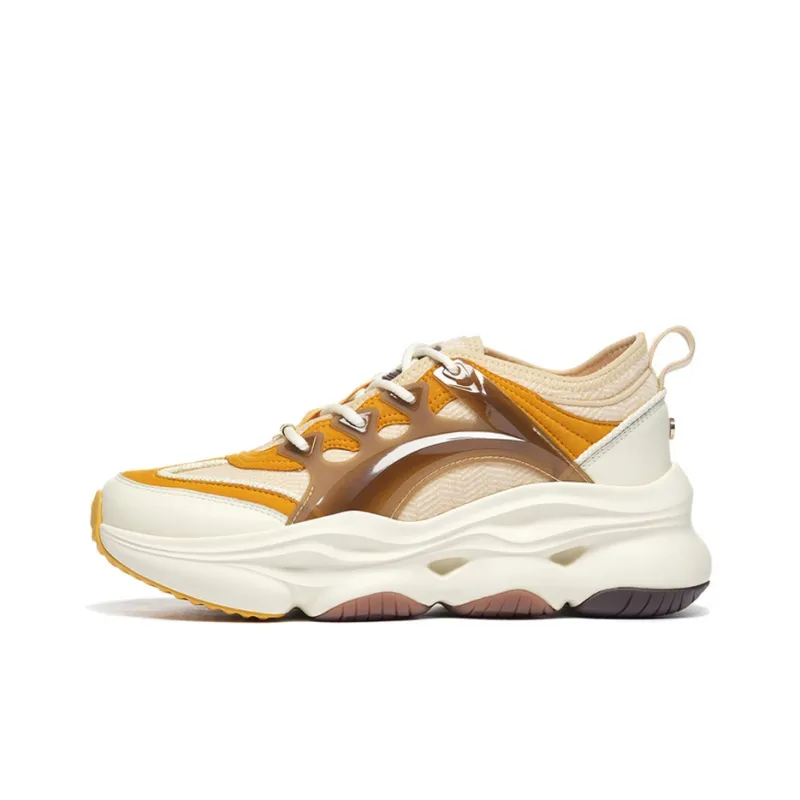 LI NING 1990 Classic Collection Anti Slip Wear Resistant Low Top Sports Casual Shoes Women's Yellow-0