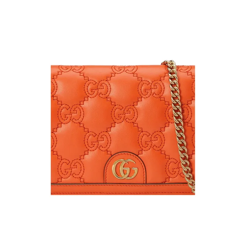GUCCI Leather Small Square Bag, Shoulder Bag, Crossbody Bag, Wallet Women's Orange-7