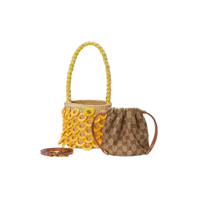 GUCCI Raffia Handbag Mini Women's Yellow-2
