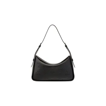 MCM Aren Leather Shoulder Bag, Portable Crossbody Bag Medium Size Women's Black