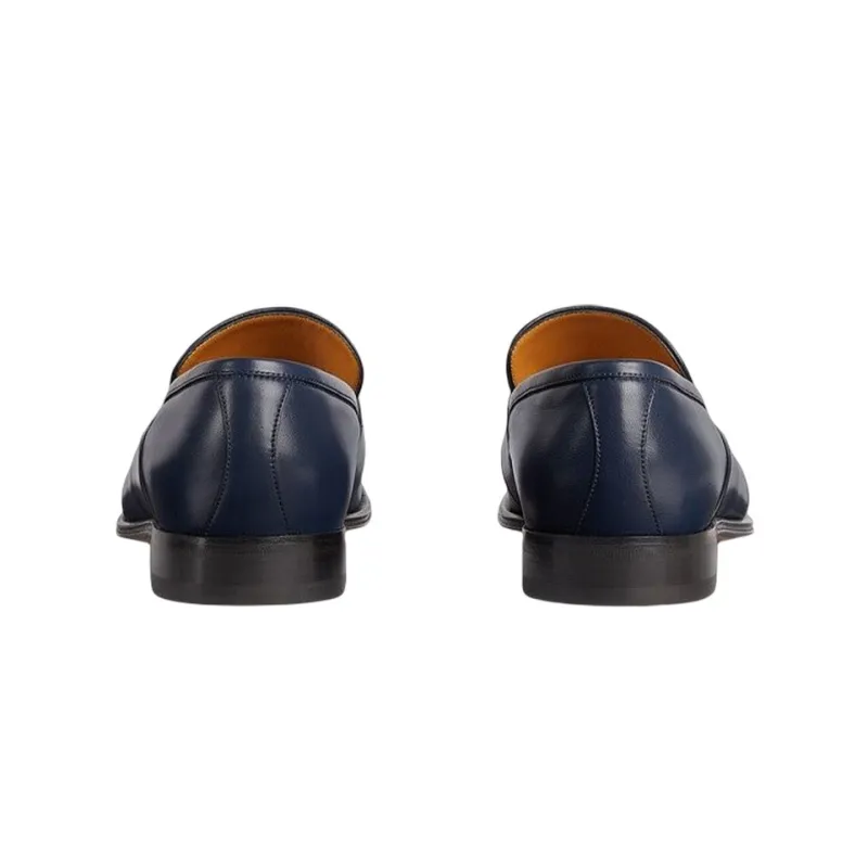GUCCI Interlocking Casual Leather Shoes Men's Dark Blue-4