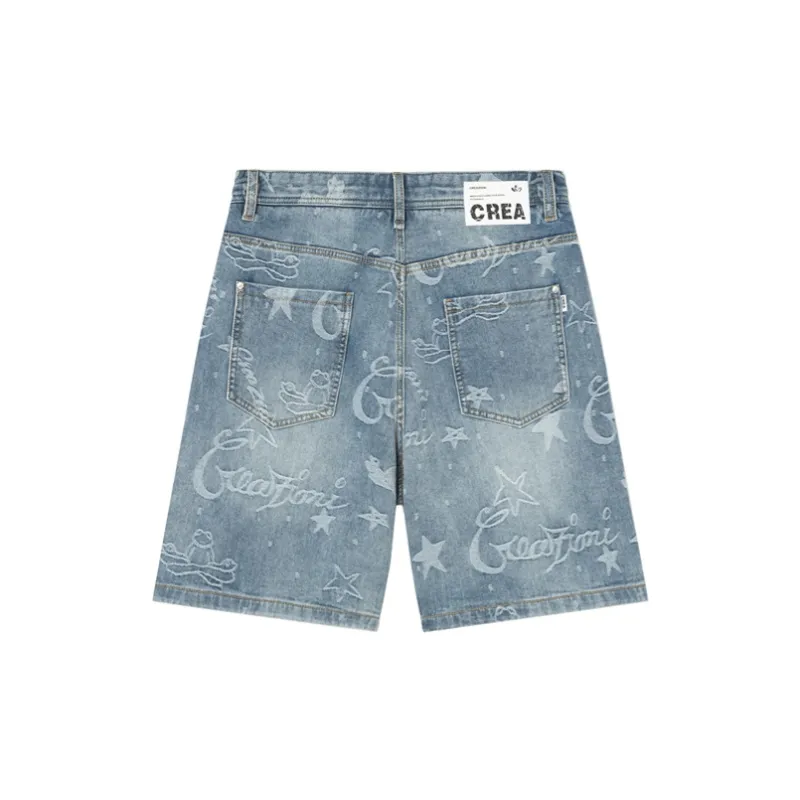 CREAZIONI LA FANTASIA E MOBILE Denim Shorts Unisex Blue-1
