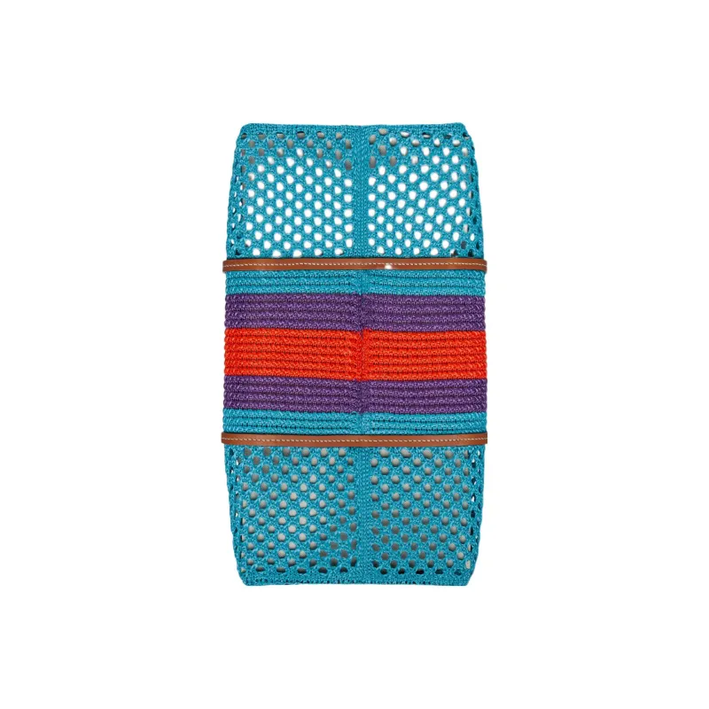 GUCCI Raffia Tote Bag Shopping Bag Handbag Medium Size Women's Light Blue/Orange/Purple-6