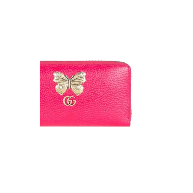 GUCCI Leather Wallet Regular Women's Rose Red-4