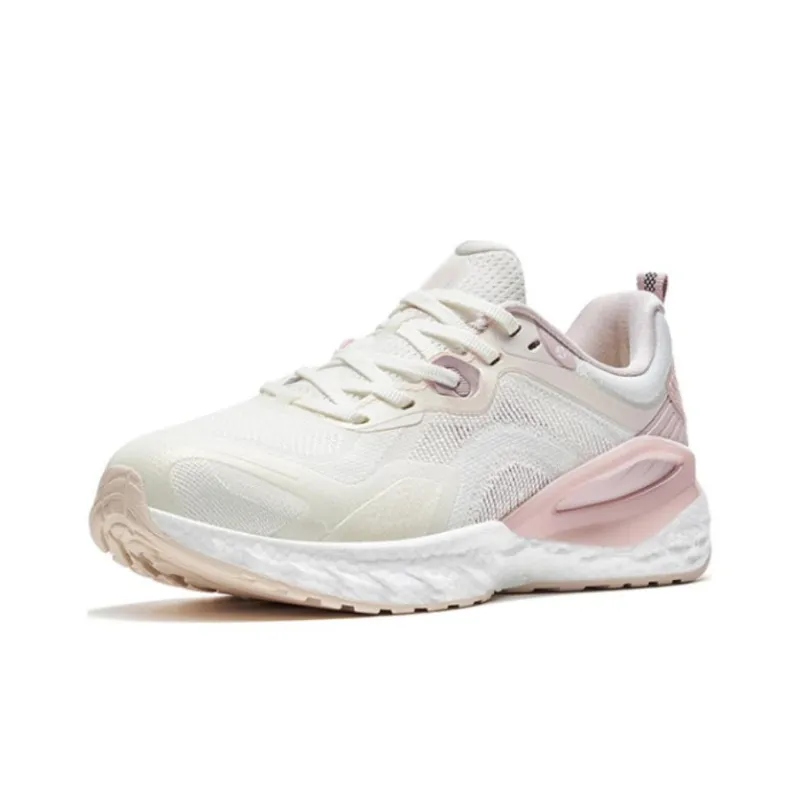 XTEP Cushioning Anti Slip And Wear Resistant Low Top Running Shoes Women's White Pink-1