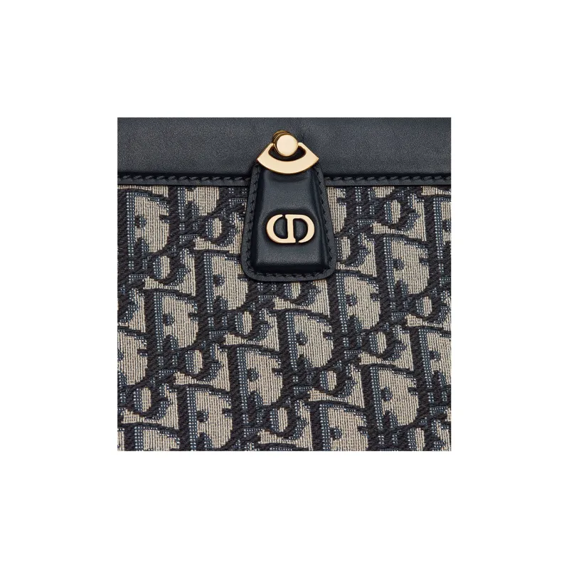 DIOR Key Smooth Finish Cow Leather Shoulder Bag Handbags Medium Size Women's Black-4