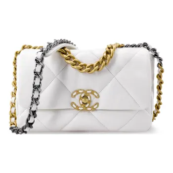 CHANEL 19Bag Sheepskin Handbag, Shoulder Bag, Crossbody Bag Regular Women's White