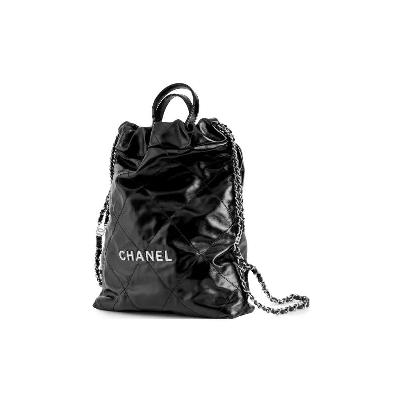 CHANEL 22Bag Bright Calfskin Backpack Trumpets Women's Black-1