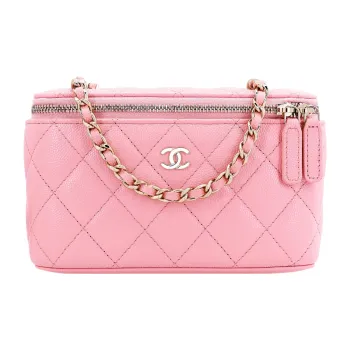 CHANEL 22c Early Spring Caviar Leather One Shoulder Handbag, Crossbody Bag Women's Pink