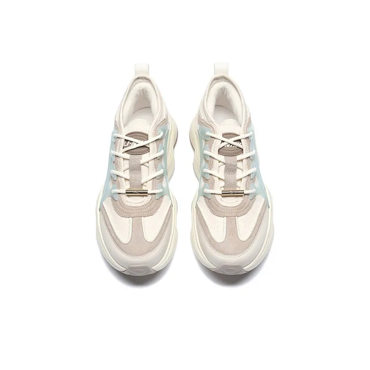 LI NING 1990 Anti Slip Wear Resistant Low Top Sports Casual Shoes Women's White Blue-2