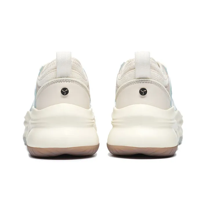 LI NING 1990 Anti Slip Wear Resistant Low Top Sports Casual Shoes Women's White Blue-3