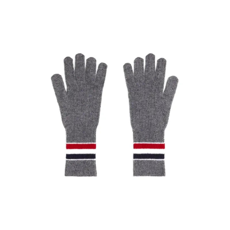 THOM BROWNE Merino Wool Stripe Rib Gloves-1