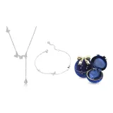 Star gift box alloy butterfly necklace + sterling silver bracelet