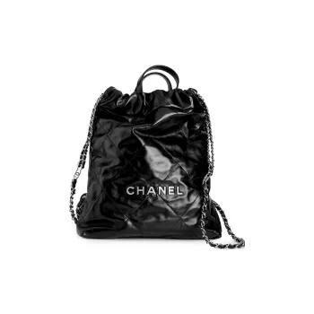 CHANEL 22Bag Shiny Calfskin Backpack Small Size Women's Black