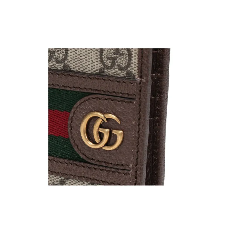 GUCCI Ophidia Canvas With Leather Wallet Men's Beige & Ebony-5