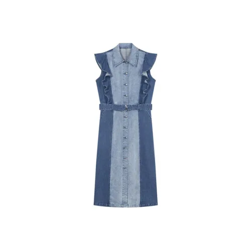 DKNY Sleeveless Dresses Women's Denim Blue