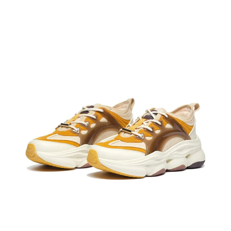 LI NING 1990 Classic Collection Anti Slip Wear Resistant Low Top Sports Casual Shoes Women's Yellow-1