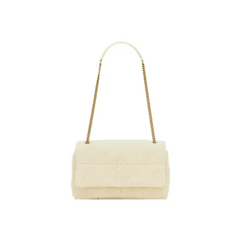 SAINT LAURENT Fabric With Cow Leather Chain Bag Handbag, Shoulder Bag Women's White
