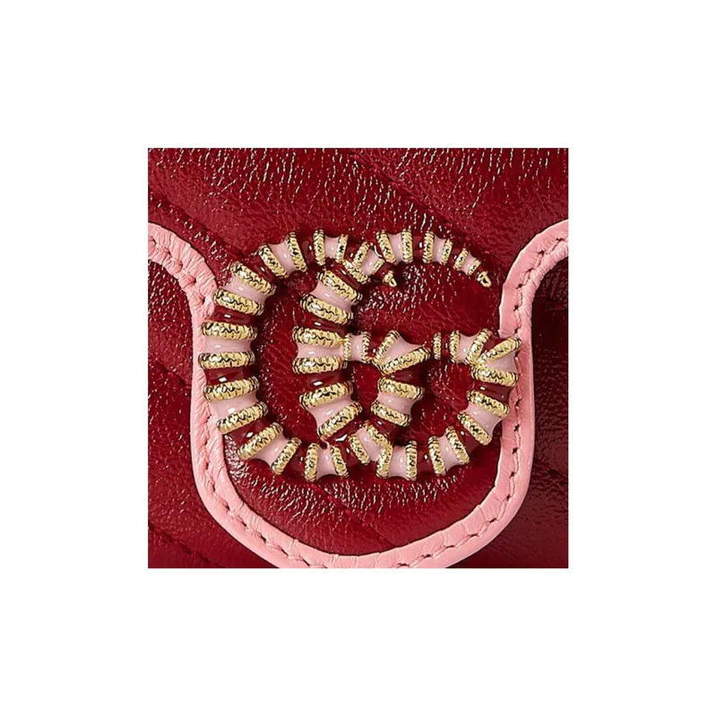 GUCCI GG Marmont Leather Shoulder Bag, Crossbody Bag Mini Women's Red/Pink-7