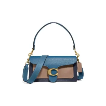 COACH Tabby Leather Wine God Bag One Shoulder Crossbody Shoulder Bag Handbag Medium Size Women's Lake Blue & Orange