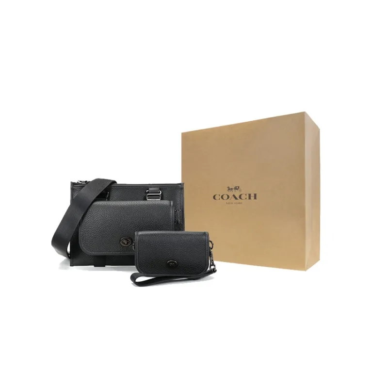 COACH Leather Shoulder Bag Crossbody Bag Fanny Pack Regular Men's Black-8