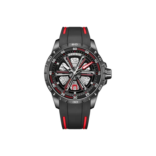 DEESIO Automatic Mechanical Movement Rubber Strap Watch Men's Watches Cut Out Dial