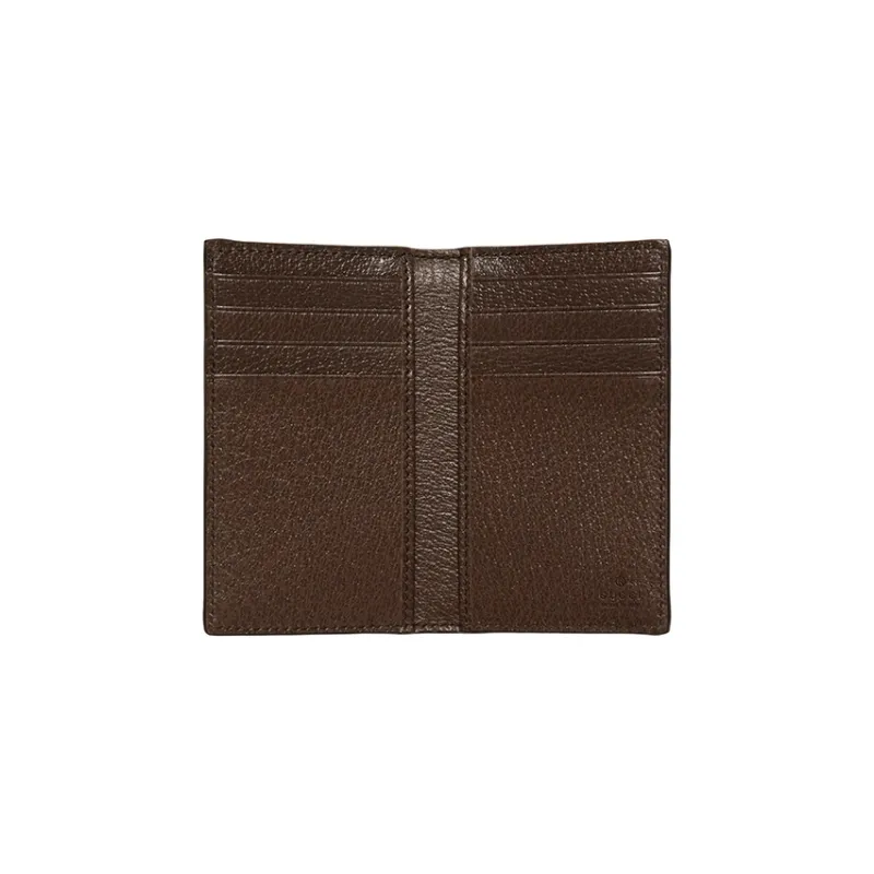 GUCCI Canvas With Leather Trim Card Holder Men's Beige/Ebony-3