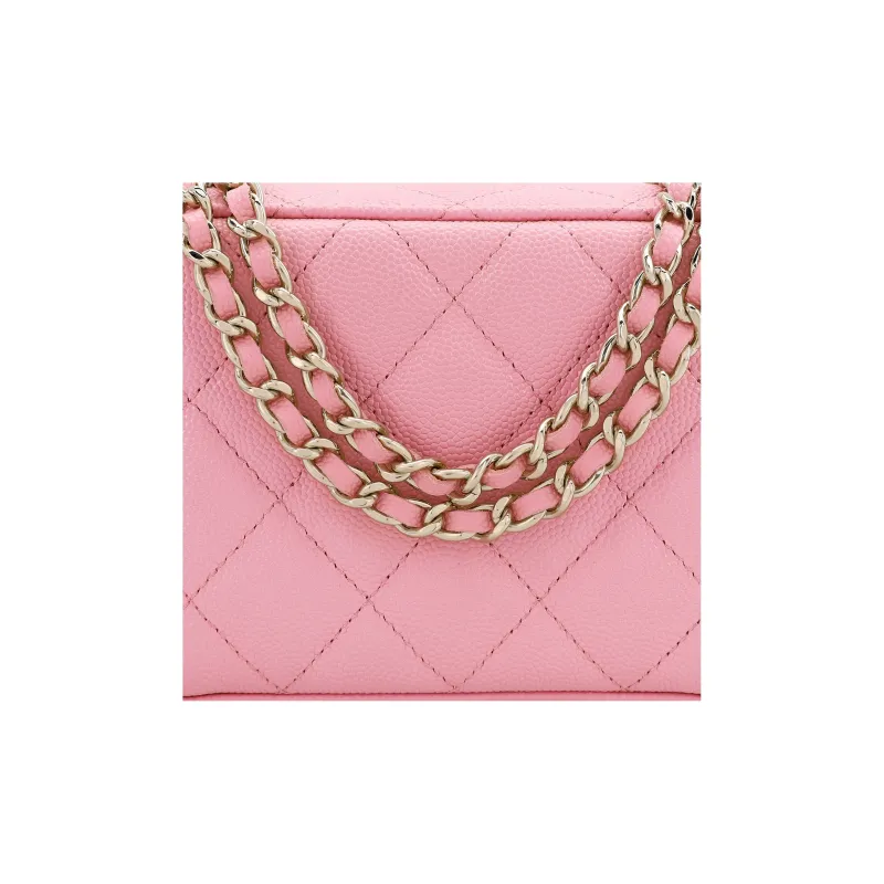 CHANEL 22c Early Spring Caviar Leather One Shoulder Handbag, Crossbody Bag Women's Pink-5