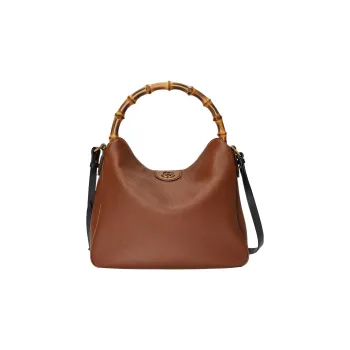 GUCCI Diana Leather Portable Crossbody Bag Shoulder Bag Large Size Women's Brown