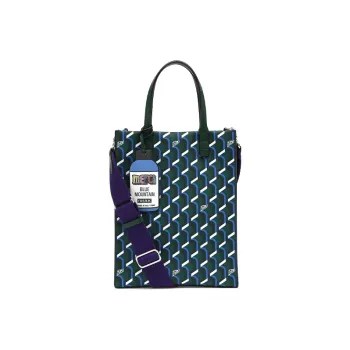 ROSA.K Cow Leather Music Sheet Tote Bag, Shopping Bag, Shoulder Bag, Crossbody Bag, Handbag Medium Size Unisex Blue