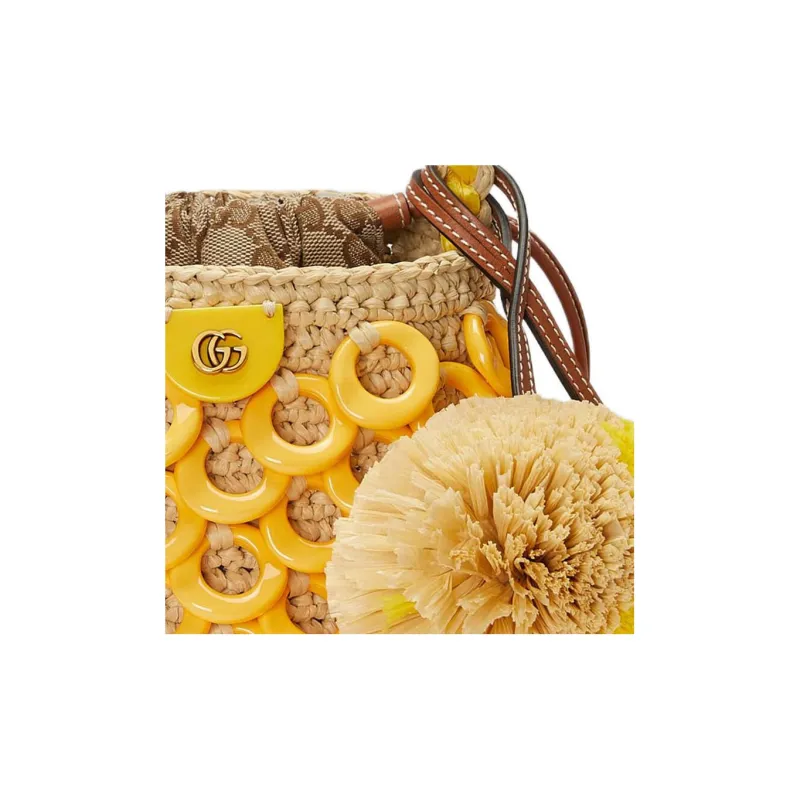 GUCCI Raffia Handbag Mini Women's Yellow-8