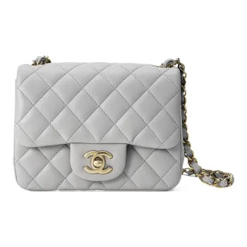 CHANEL Classic Flap CF Lambskin Shoulder Bag Crossbody Bag Mini Women's Gray