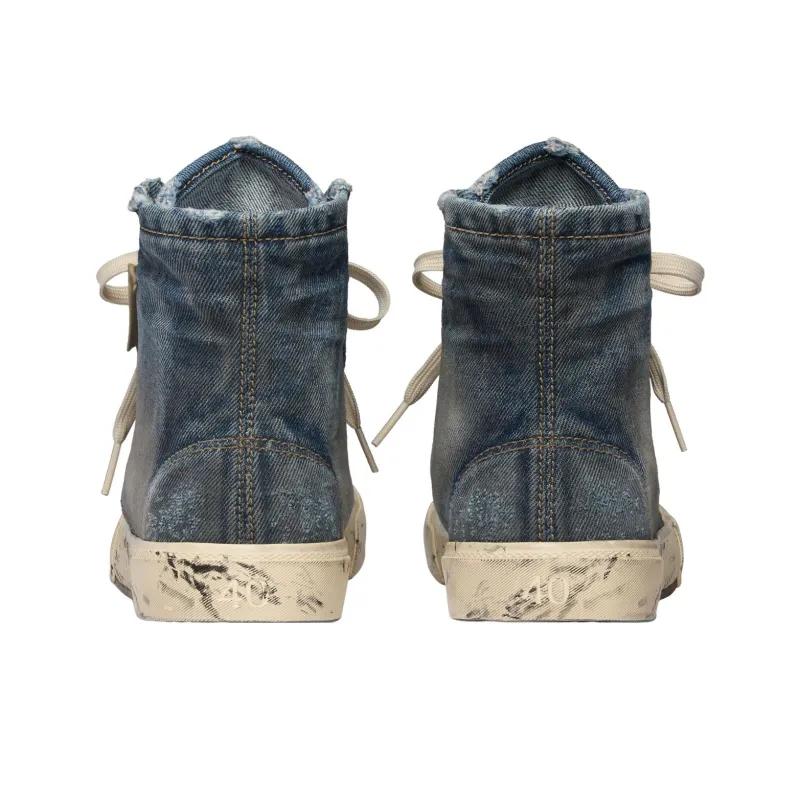 Balenciaga Paris High Top Sneakers 'Blue Destroyed Denim And Rubber' Women's-5