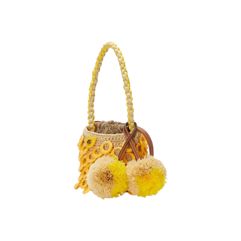 GUCCI Raffia Handbag Mini Women's Yellow-1