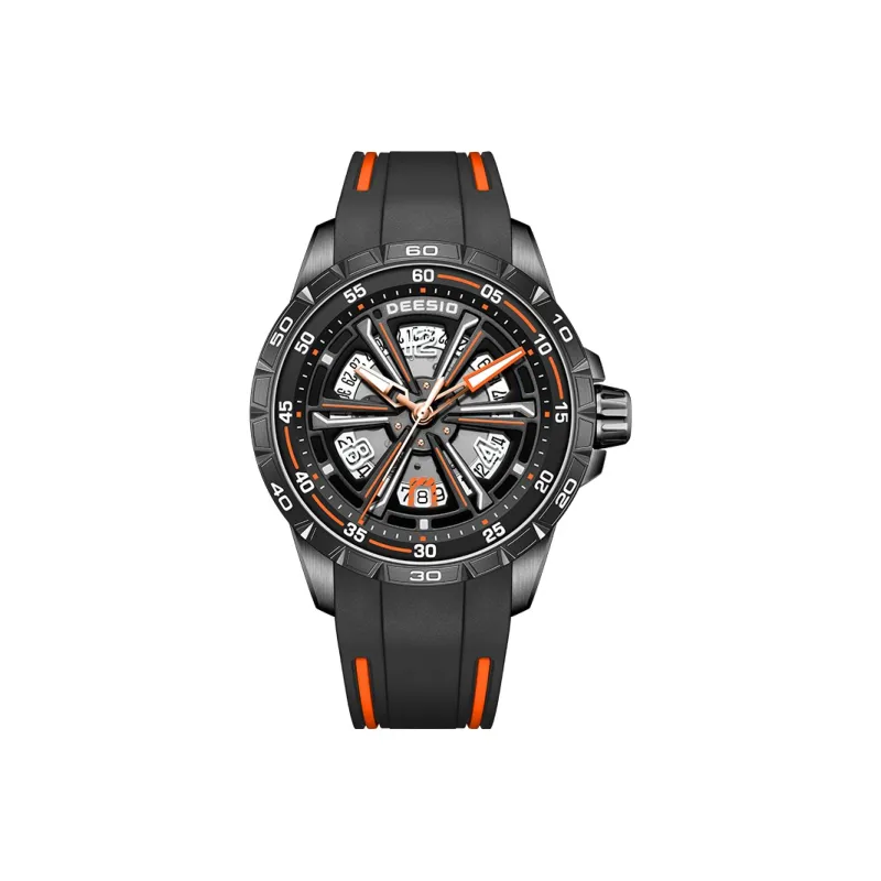 DEESIO Automatic Mechanical Movement Rubber Strap Watch Men's Watches Cut Out Dial-8