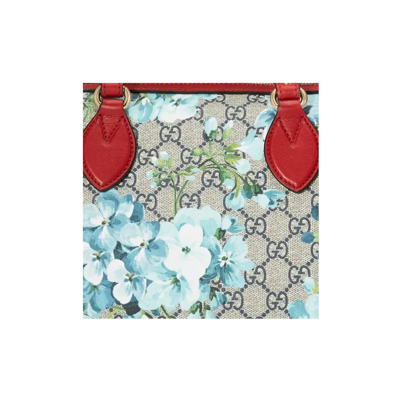 GUCCI GG Blooms Canvas With Leather Boston Bag Shoulder Bag Crossbody Bag Handbag Small Size Women's Blue/Red-4