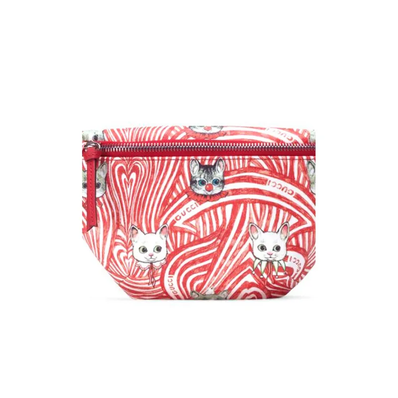 GUCCI Yuko Higuchi Collaboration Canvas With Leather Fanny Pack, Sling Bag, Kids' Bag Kids' Red/White-7