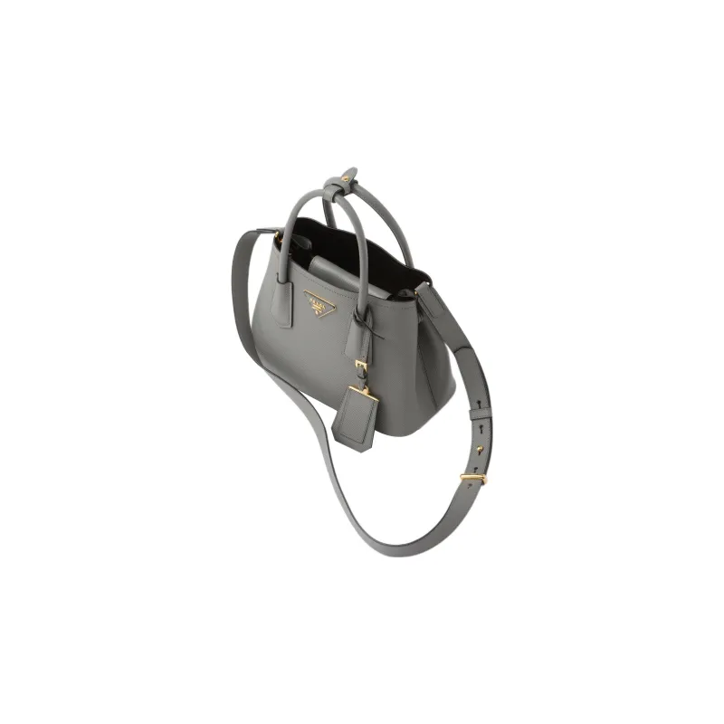 PRADA Double Leather Tote Bag Shopping Bag Shoulder Bag Crossbody Bag Handbag Mini Women's Gray-1