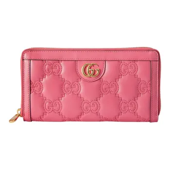 GUCCI GG Matelassé Leather Coin Purse Clutch Wallet Small Size Women's Pink