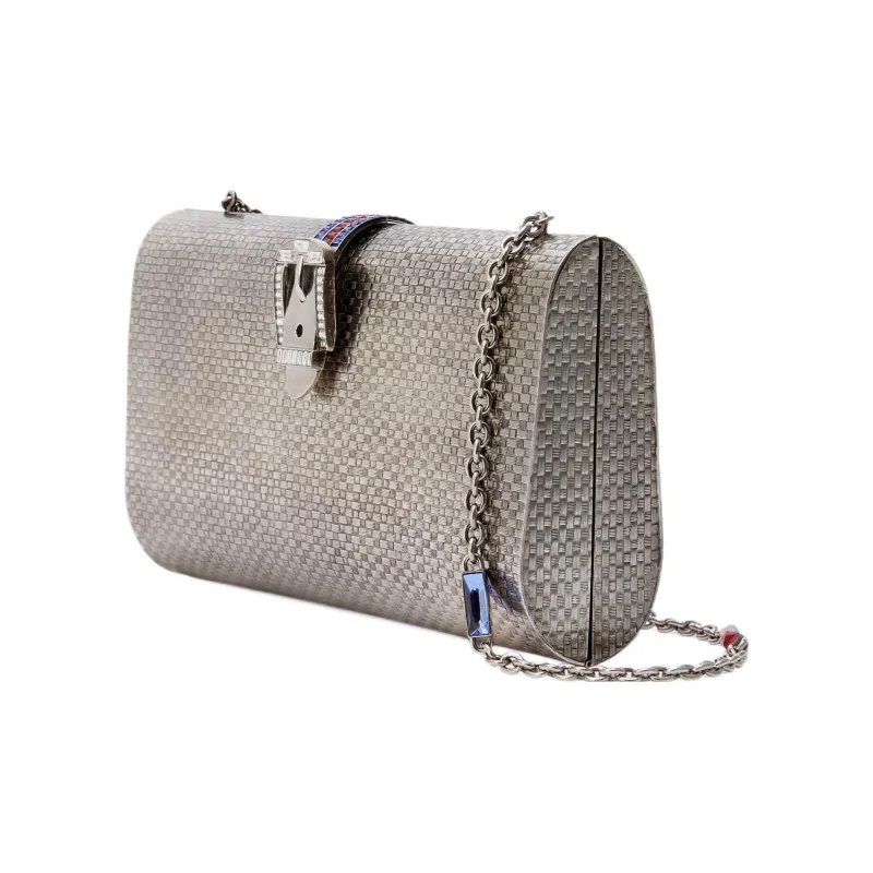GUCCI Crystal Crossbody Bag Shoulder Bag Women's Silver-1