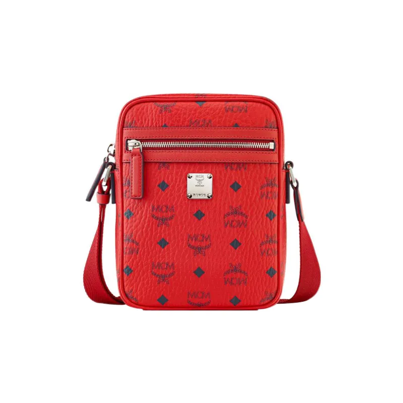 MCM Leather Messenger Bag Shoulder Bag Crossbody Bag Mini Women's Red-0