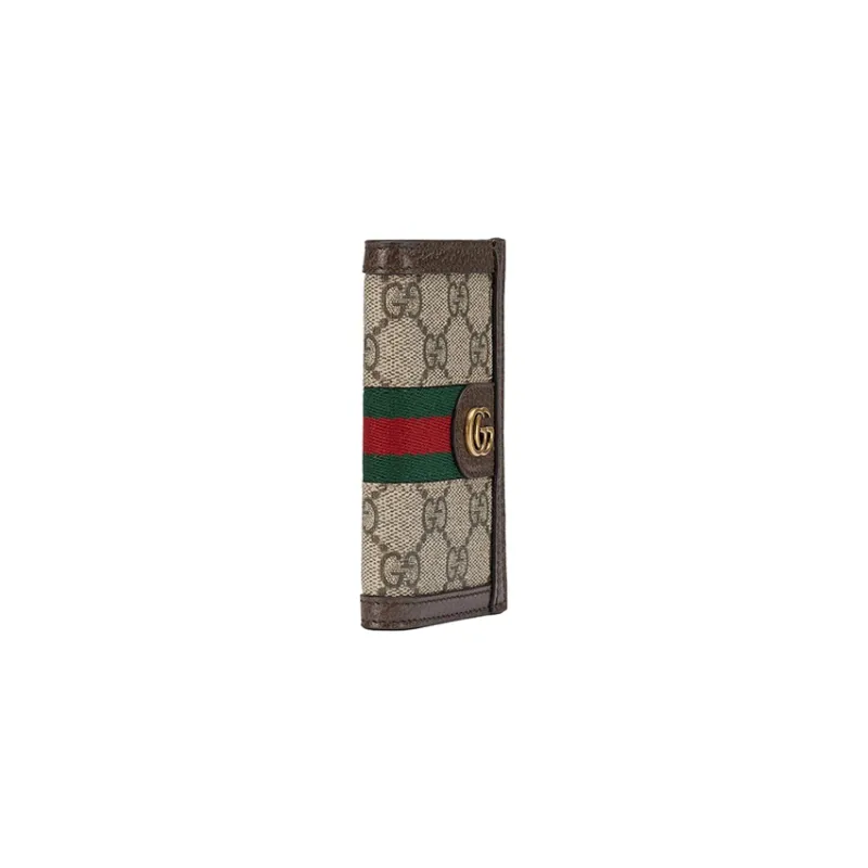 GUCCI Canvas With Leather Trim Card Holder Men's Beige/Ebony-1