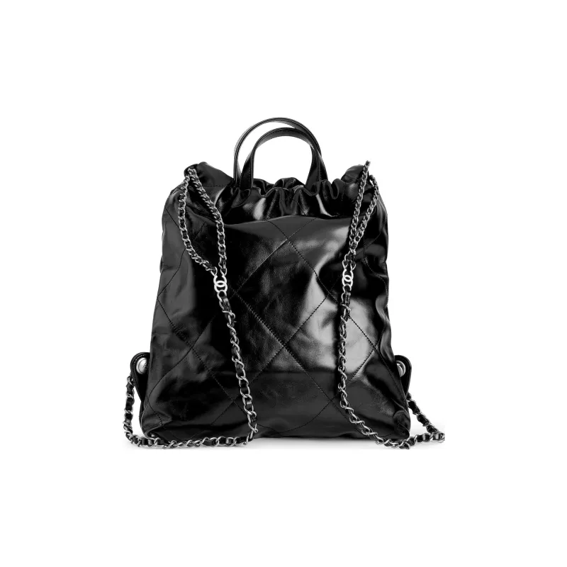 CHANEL 22Bag Bright Calfskin Backpack Trumpets Women's Black-2