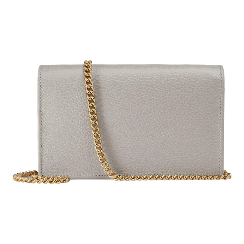 GUCCI GG Marmont Leather Shoulder Bag Crossbody Bag Mini Women's Light Gray-2